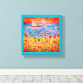 Twee zeilboten Red Sky Canvas Afdruk (Insitu (Houten vloer))