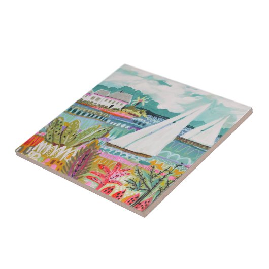 Twee zeilboten tegeltje (Zijkant)