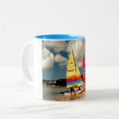 Twee zeilboten tweekleurige koffiemok (Voorkant links)