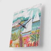 Twee zeilboten vierkante klok (Hoek)