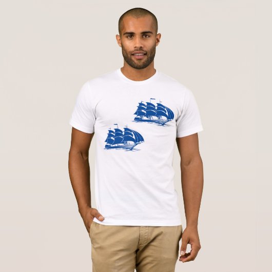 Twee zeilschepen Mannen T-Shirt (Voorkant volledig)