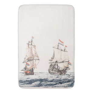 twee zeilschepen op het Zee Johan Teyler Badmat