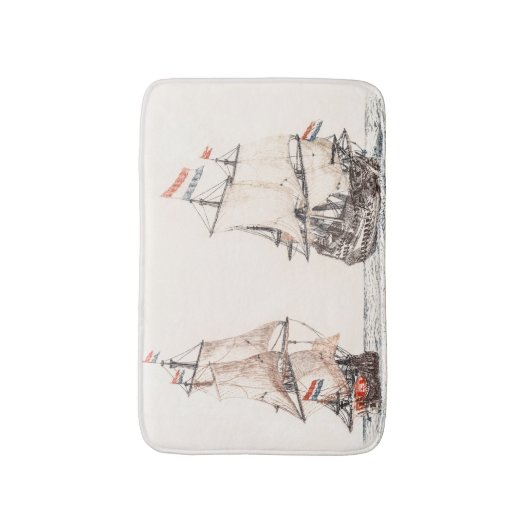  twee zeilschepen op het Zee Johan Teyler Badmat (Voorkant Verticaal)