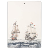 twee zeilschepen op het Zee Johan Teyler Klembord (Achterkant)