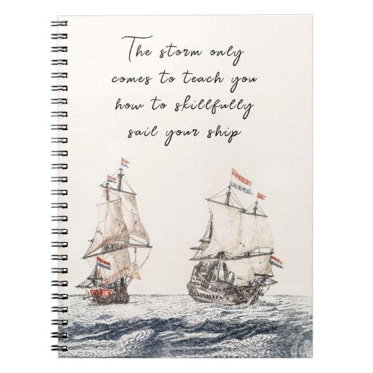 twee zeilschepen op het Zee Johan Teyler Notitieboek (Voorkant)