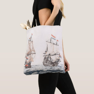 twee zeilschepen op het Zee Johan Teyler Tote Bag