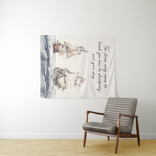 twee zeilschepen op het Zee Johan Teyler Wandkleed (In Situ (horizontaal))