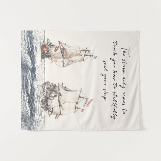 twee zeilschepen op het Zee Johan Teyler Wandkleed (Voorkant (horizontaal))