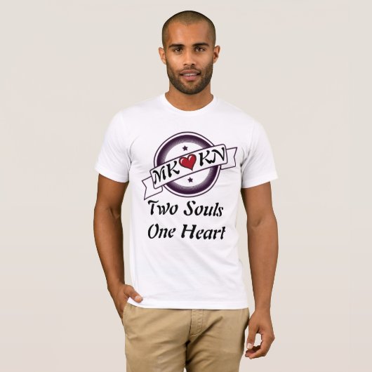Twee zielen, één hart – gepersonaliseerd paar T-Sh T-shirt (Voorkant volledig)
