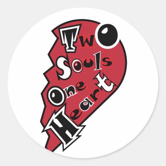 Twee Zielen Eén Hart Ronde Sticker (Voorkant)