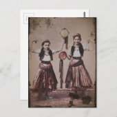 Twee zigeunermeisjes met Tamborines Briefkaart (Voorkant / Achterkant)