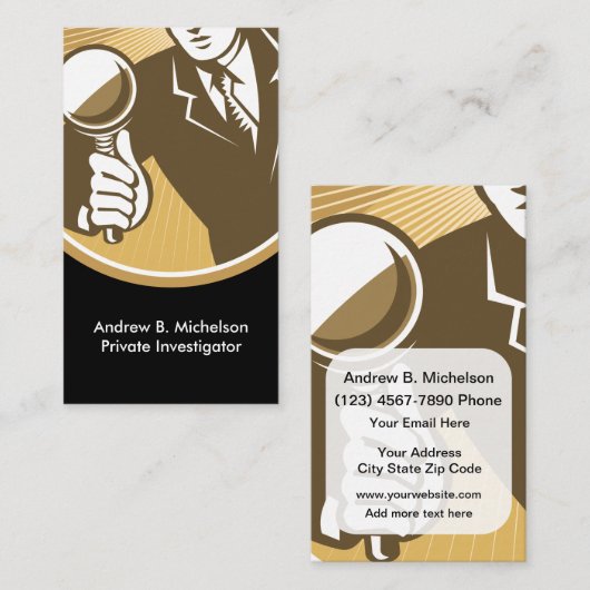 Twee zijdelings particulier onderzoek visitekaartje (Voorkant / Achterkant)