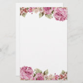 Twee zijdelingse rand met roze roze roze schilderi briefpapier (Voorkant / Achterkant)