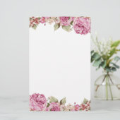 Twee zijdelingse rand met roze roze roze schilderi briefpapier (Staand voorkant)