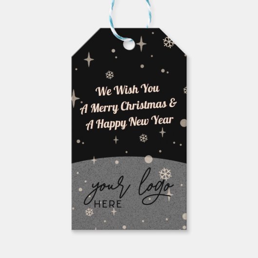 Twee zijden Business Logo en QR-code Black Kerstmi Cadeaulabel (Voorkant)