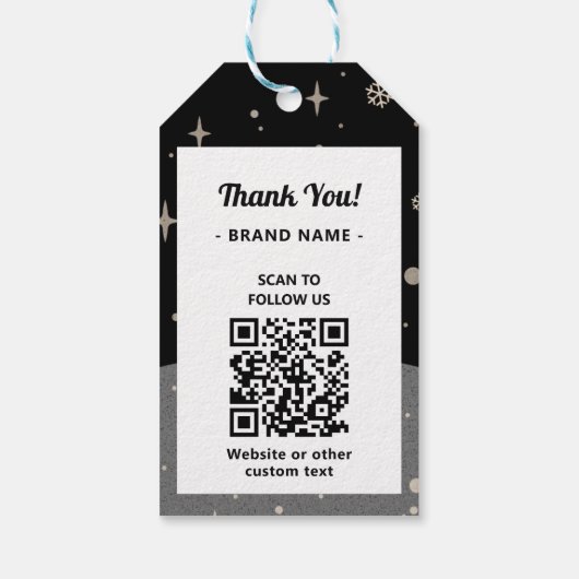 Twee zijden Business Logo en QR-code Black Kerstmi Cadeaulabel (Achterkant)