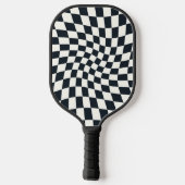 Twee zijden Retro Black Witte, gekarkeerde cheque  Pickleball Paddle (Achterkant)