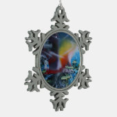 twee zijden van de planeet tin sneeuwvlok ornament (Links)