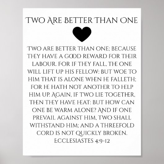 Twee zijn beter dan een Prediker 4:9 bruiloft Poster (Voorkant)