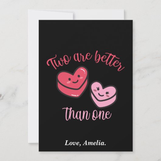 Twee zijn beter dan één Valentijn Feestdagenkaart (Voorkant)