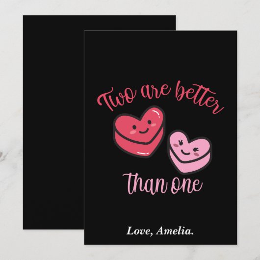 Twee zijn beter dan één Valentijn Feestdagenkaart (Voorkant / Achterkant)