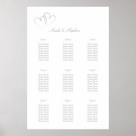 Twee Zilveren Hearts-intertwonden Zitplank Poster