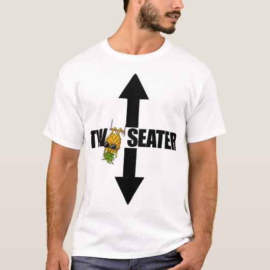 Twee-zits ondersteboven ananas twee zits t-shirt (Voorkant)