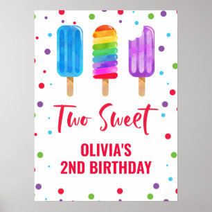 Twee Zoete 2de verjaardag Regenboog Ijslolly Poster