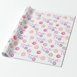Twee zoete 2e Donut Theme Birthday Party Cadeaupapier