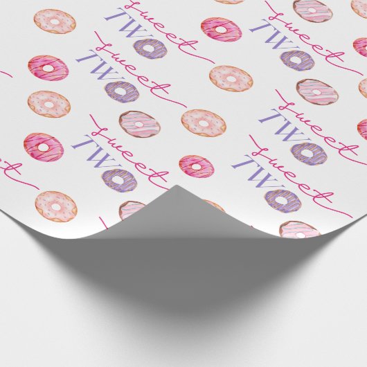 Twee zoete 2e Donut Theme Birthday Party Cadeaupapier (Hoek)
