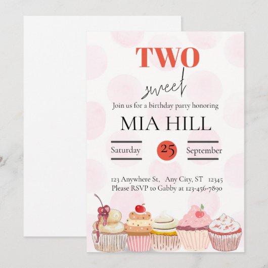 Twee zoete 2e verjaardag kaart (Voorkant / Achterkant)