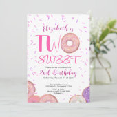 Twee zoete 2e Verjaardag Roze Donut Kaart (Staand voorkant)