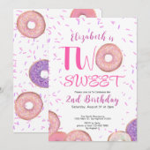 Twee zoete 2e Verjaardag Roze Donut Kaart (Voorkant / Achterkant)