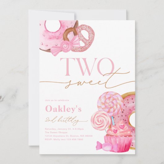 Twee zoete 2e verjaardag uitnodiging (Voorkant)