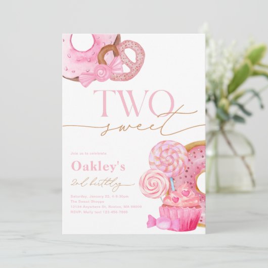 Twee zoete 2e verjaardag uitnodiging (Staand voorkant)