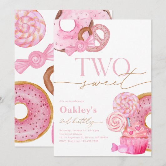 Twee zoete 2e verjaardag uitnodiging (Voorkant / Achterkant)