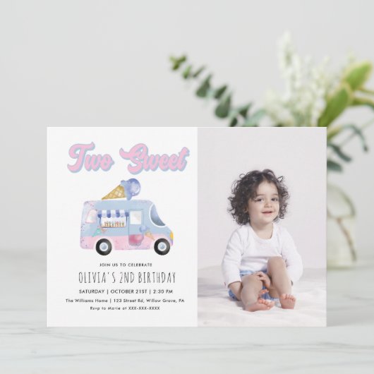 Twee zoete 2e verjaardag van het ijs van Cream Tru Kaart (Staand voorkant)