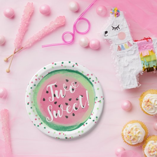 Twee zoete 2e verjaardag Watermeloen Partij Papieren Bordje (Feest)
