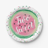 Twee zoete 2e verjaardag Watermeloen Partij Papieren Bordje (Voorkant)