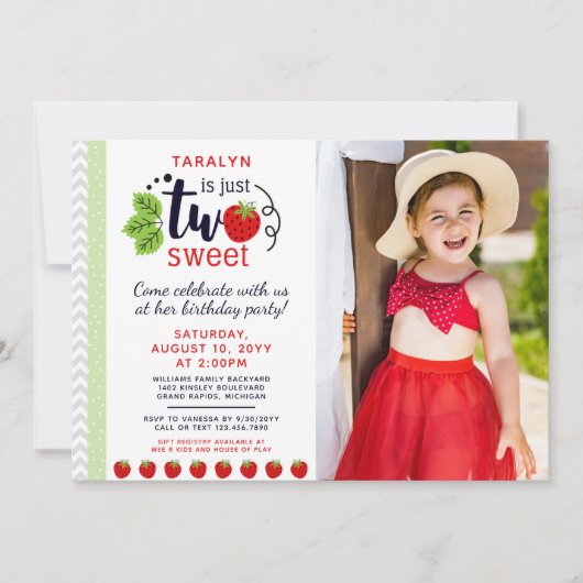 TWEE zoete aardbei 2e tweede verjaardagsfeest Kaart (Voorkant)