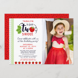 TWEE zoete aardbei 2e tweede verjaardagsfeest Kaart