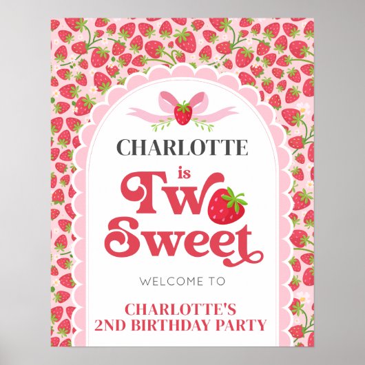 Twee zoete aardbei 2e verjaardag 16x20 Welkom Poster (Voorkant)