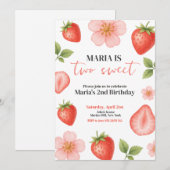 Twee zoete aardbeien 2e verjaardag kaart (Voorkant / Achterkant)