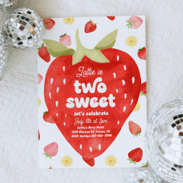Twee zoete aardbeien 2e verjaardag uitnodigingen