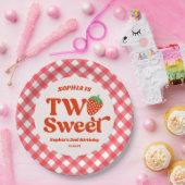 Twee zoete aardbeienfruit 2e verjaardagsfeest papieren bordje (Feest)