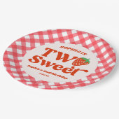 Twee zoete aardbeienfruit 2e verjaardagsfeest papieren bordje (Gekanteld)