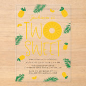 Twee zoete anananassen 2e verjaardag acryl uitnodigingen (Voorkant)