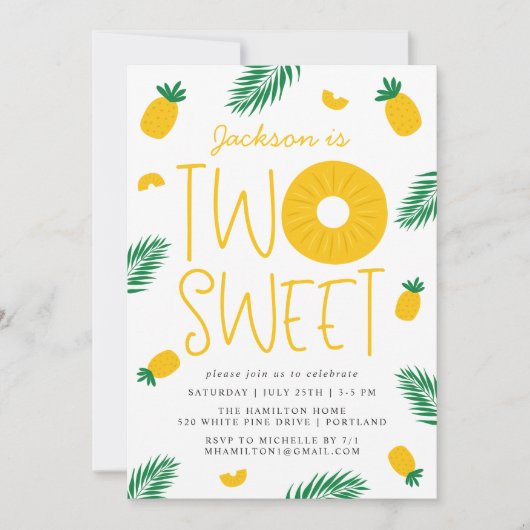 Twee zoete anananassen 2e verjaardag kaart (Voorkant)
