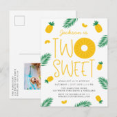 Twee zoete anananassen 2e verjaardag uitnodiging briefkaart (Voorkant / Achterkant)