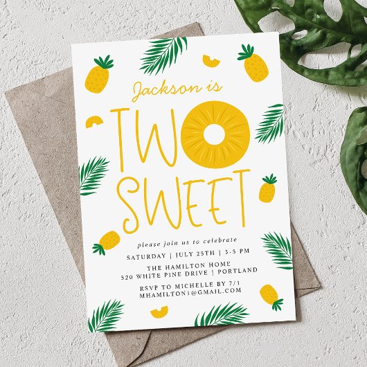 Twee Zoete Ananas 2de Verjaardagsfeestje Kaart